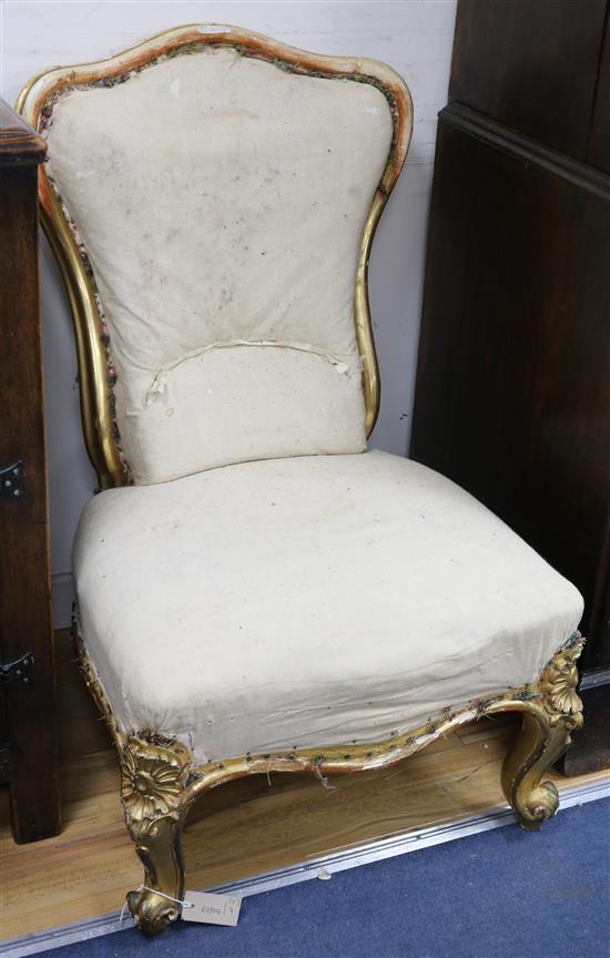 A pair of Victorian giltwood salon chairs